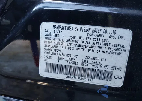 2018 Infiniti Q50 3.0T Sport from USA, damaged, VIN JN1EV7AP6JM361547
